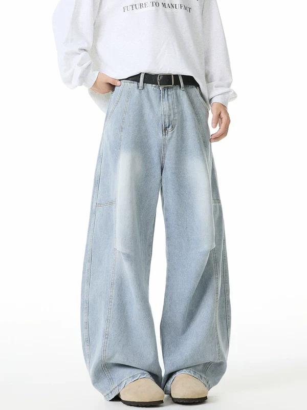 Washed Distressed Patchwork Jeans - Image 5