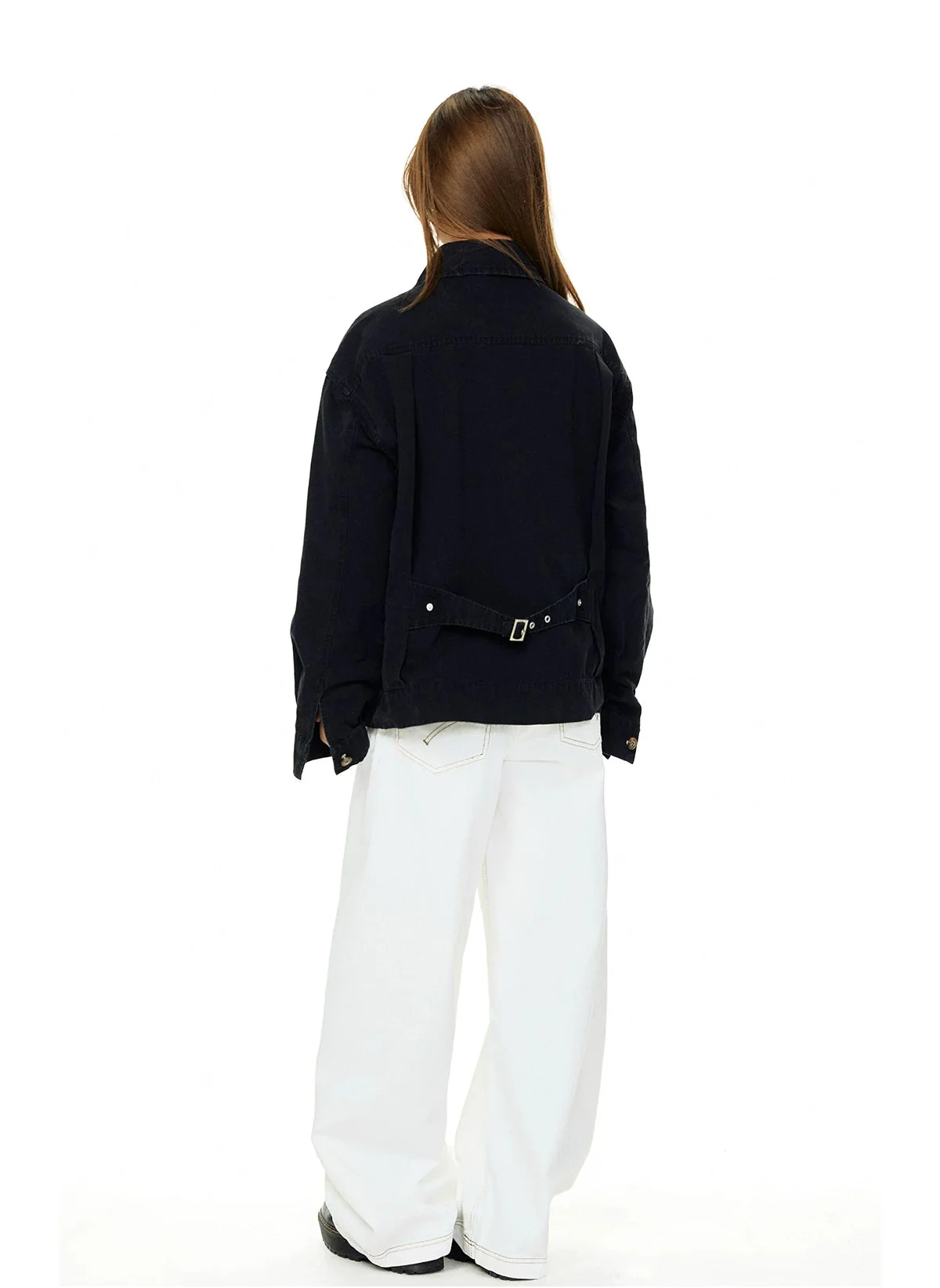 Washed Retro Collared Workwear Jacket - Image 10