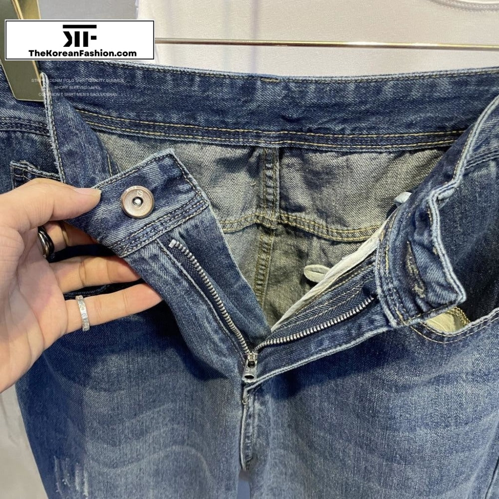 Washed Retro Straight Jeans - Image 4