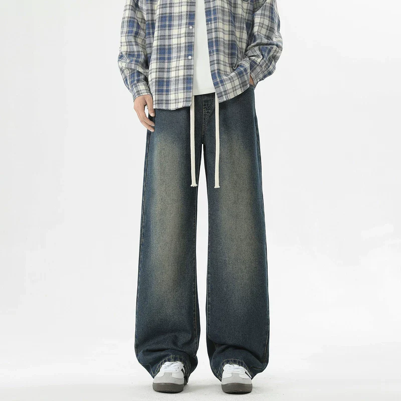 Washed Wide Leg Drawstring Jeans - Image 5