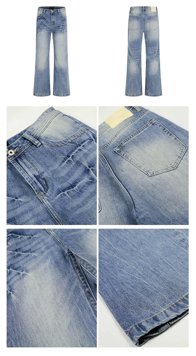Washed Wide Leg Flare Jeans - Image 7