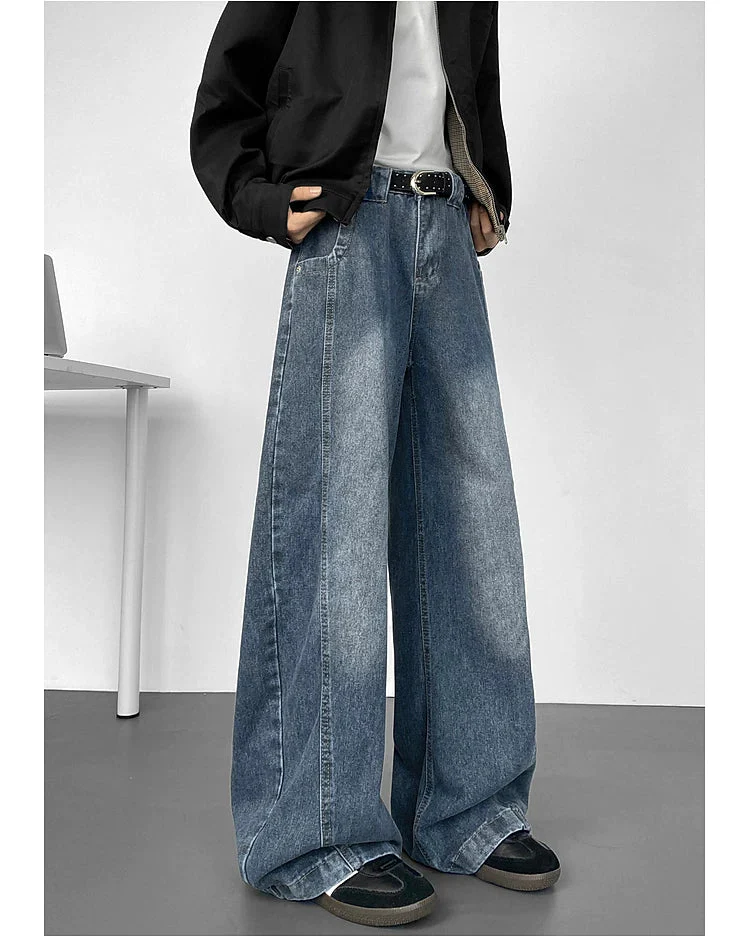 Washed Wide Leg Loose Fit Jeans - Image 6