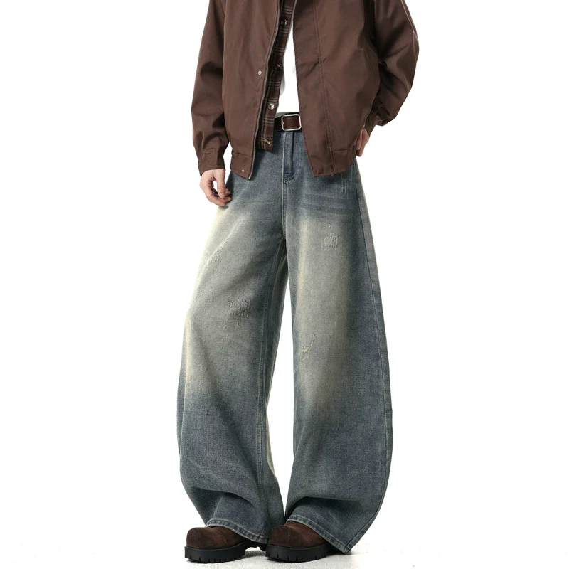 Washed Wide Leg Straight Jeans - Image 4