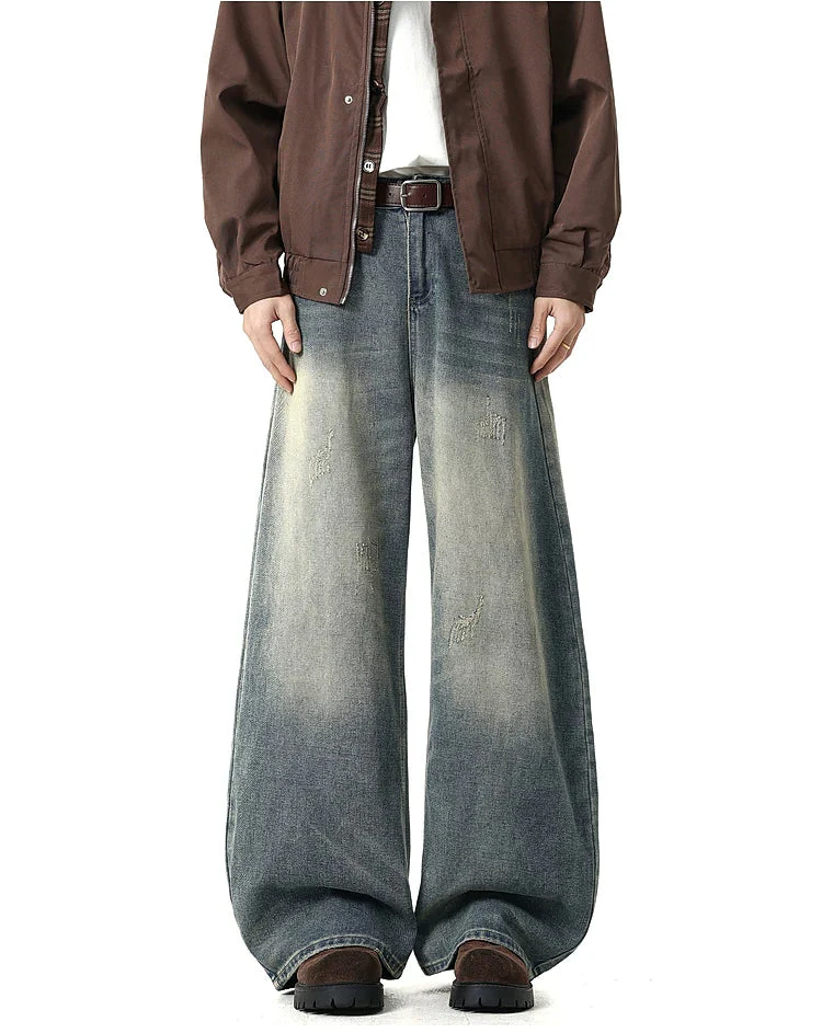Washed Wide Leg Straight Jeans - Image 5