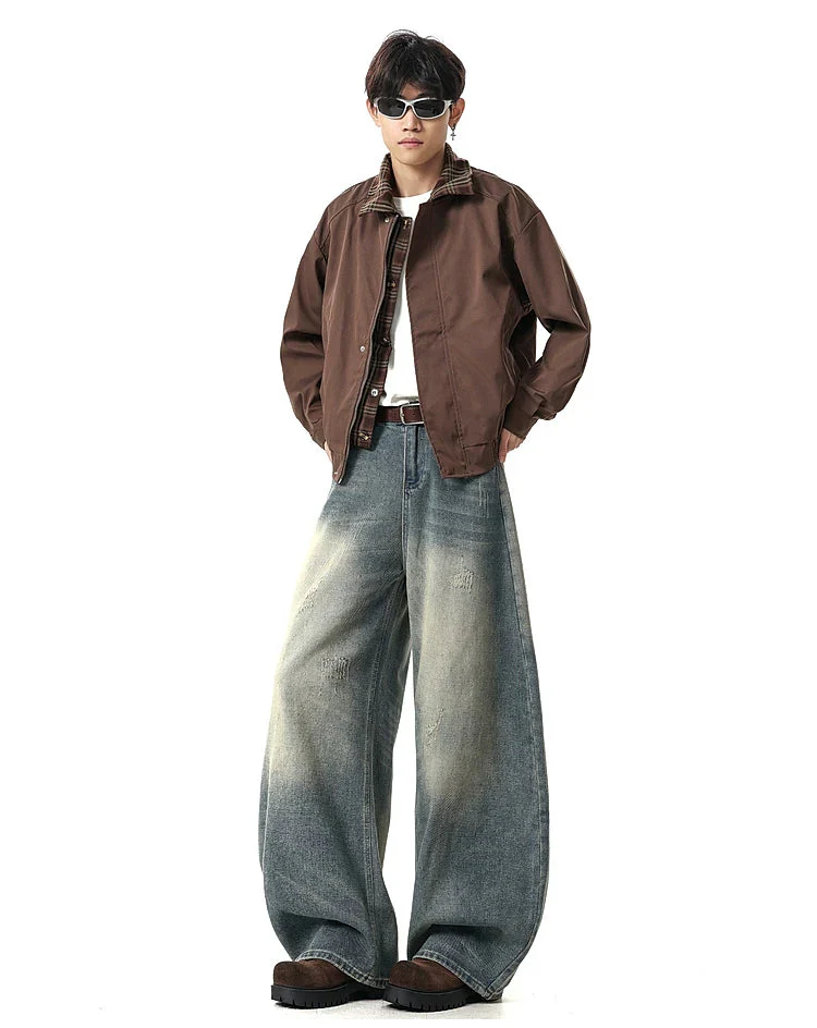 Washed Wide Leg Straight Jeans - Image 6