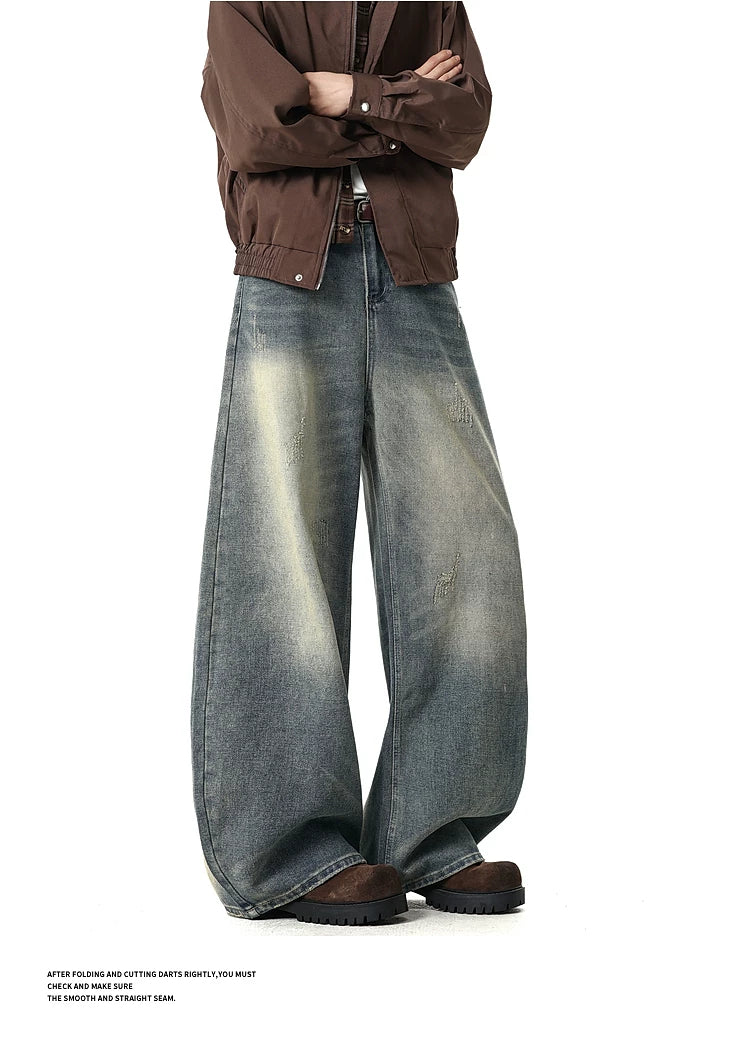 Washed Wide Leg Straight Jeans - Image 7
