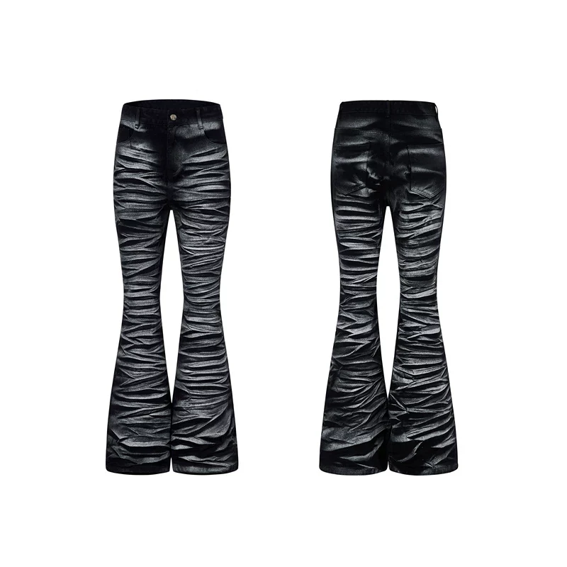 Water Ripple Distressed Flared Jeans - Image 7