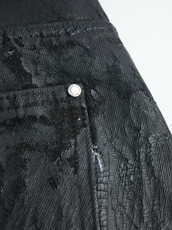 Wax Coated Wide Leg Denim Pants - Image 3