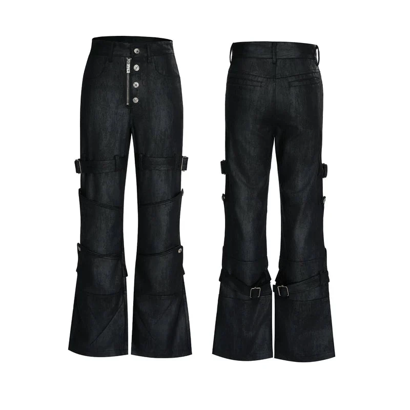 Waxed Distressed Stacked Straight Leg Pants - Image 7