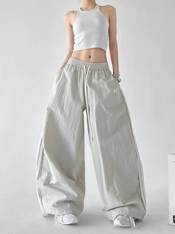 Side Stripes Wide-Leg Casual Pants - Image 3