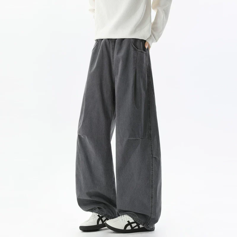 Wide Leg Cotton Drawstring Cargo Pants - Image 3