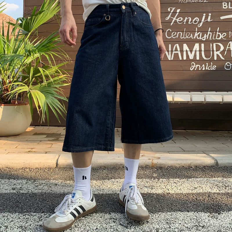 Wide-Leg Cropped Denim Streetwear Pants - Image 5