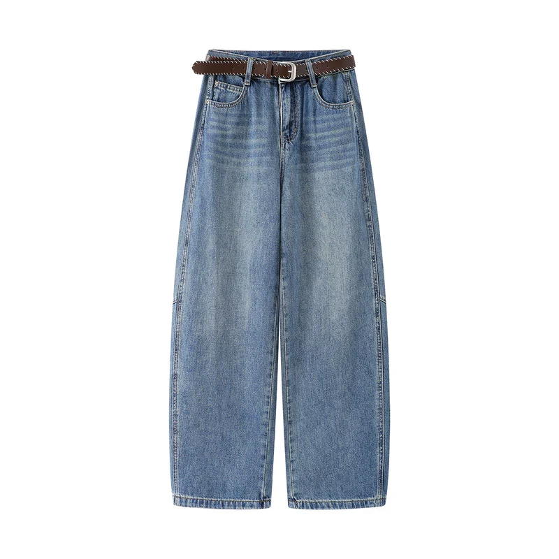 Wide Leg Curved Denim Pants - Image 2