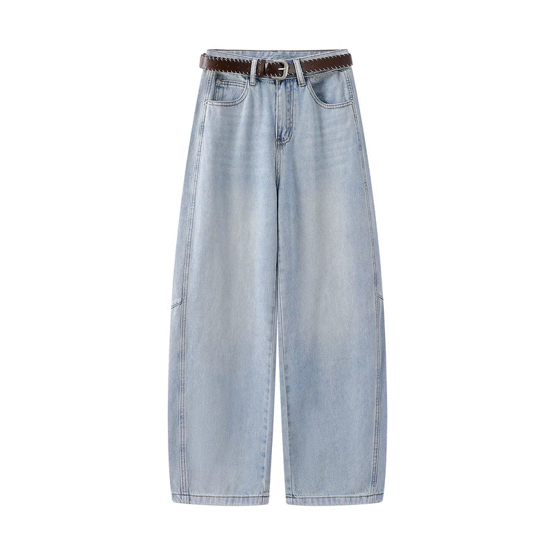Wide Leg Curved Denim Pants - Image 3