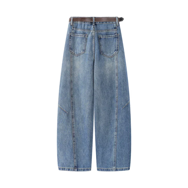 Wide Leg Curved Denim Pants - Image 4