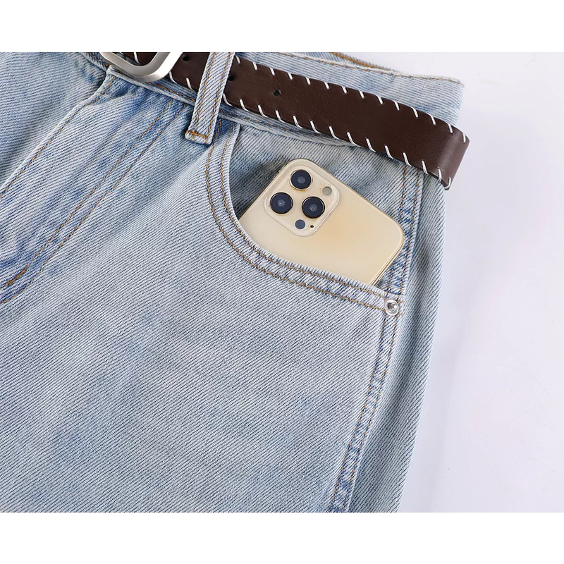 Wide Leg Curved Denim Pants - Image 5