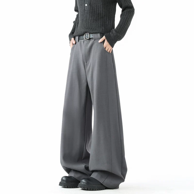 Wide-Leg Curved Hem Pants