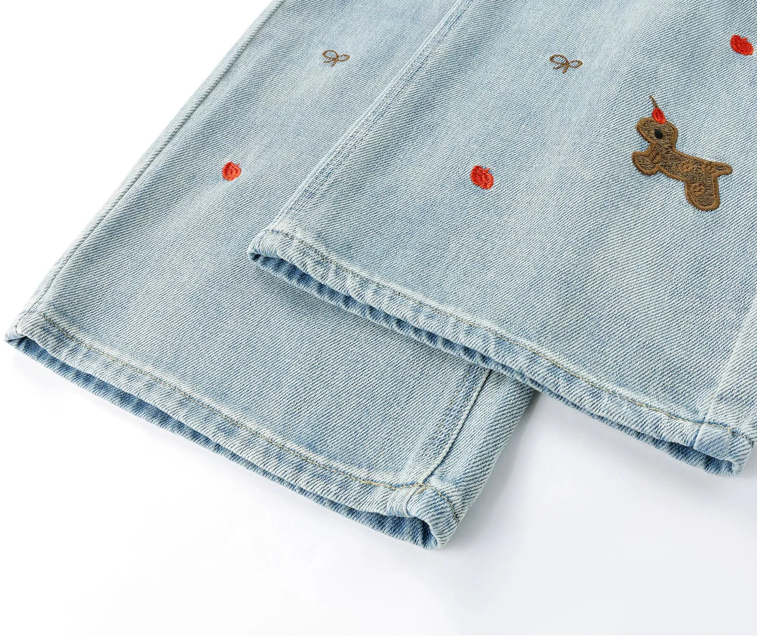Dog Embroidery Wide Leg Denim Pants - Image 9