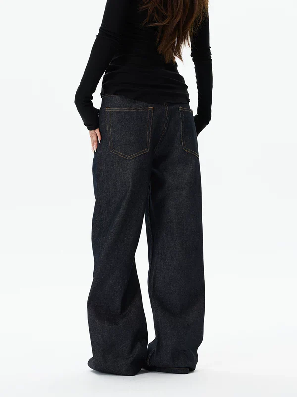 Metal Detail Wide Leg Denim Pants - Image 4