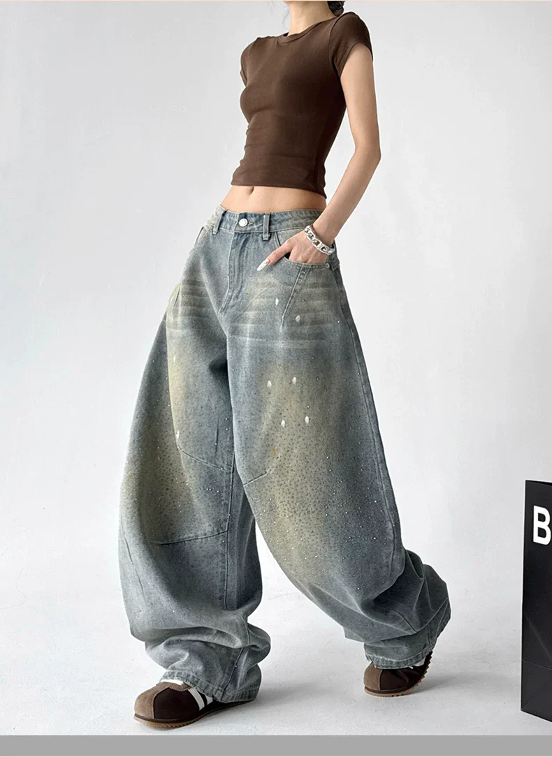 Wide Leg Distressed Denim Jeans - Image 6