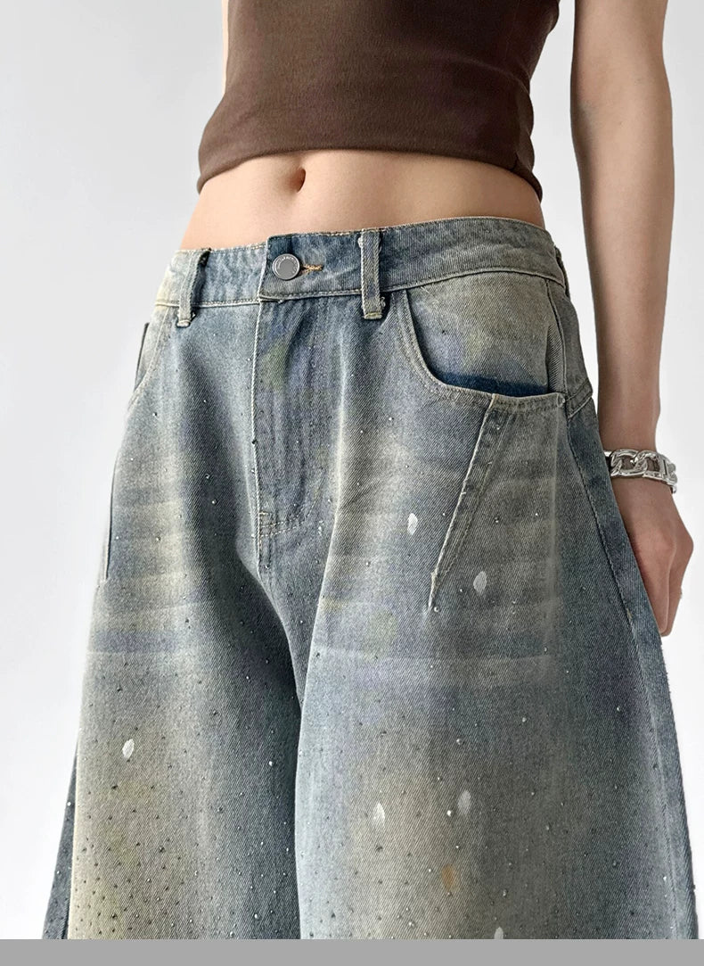 Wide Leg Distressed Denim Jeans - Image 7