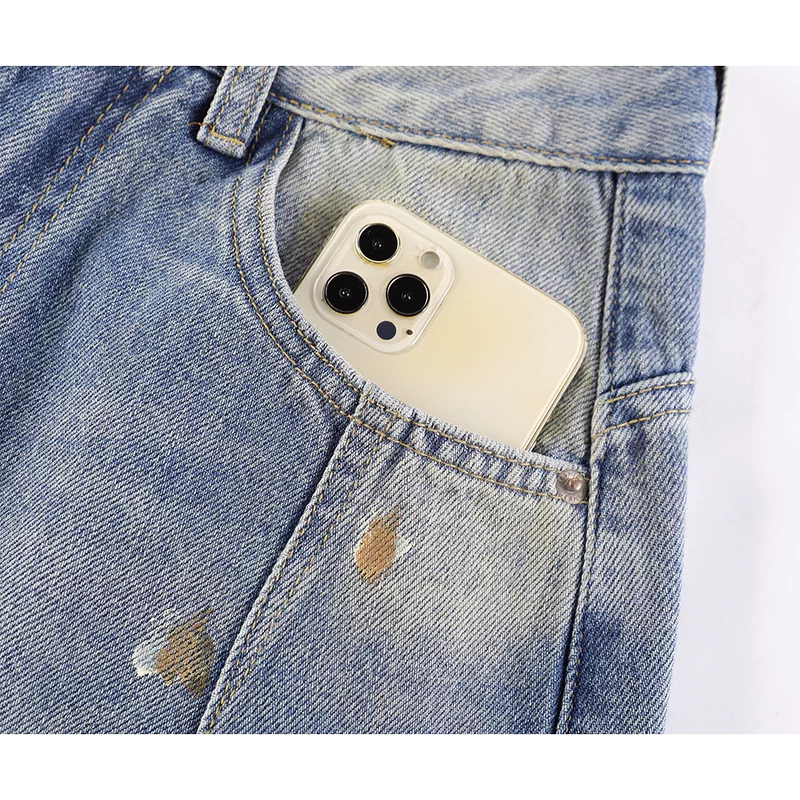 Wide Leg Distressed Washed Jeans - Image 3