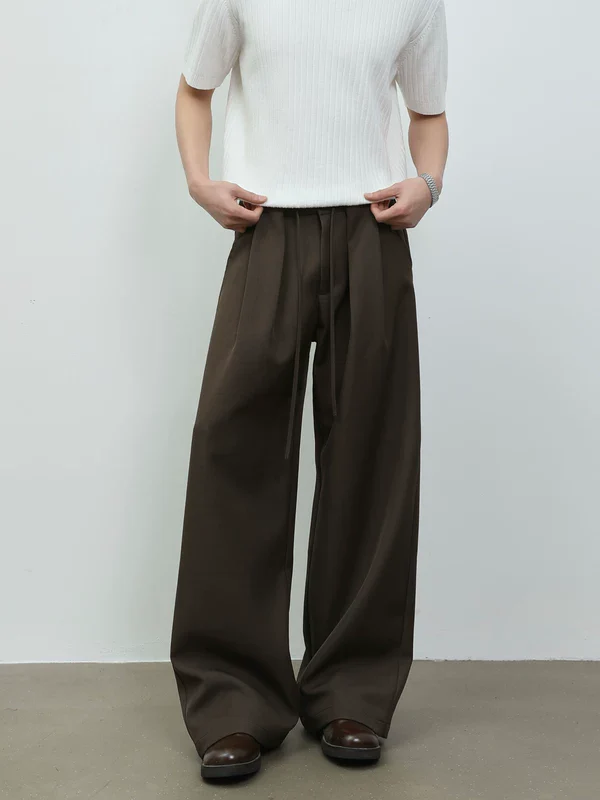 Wide Leg Double Pleated A-Line Pants - Image 2