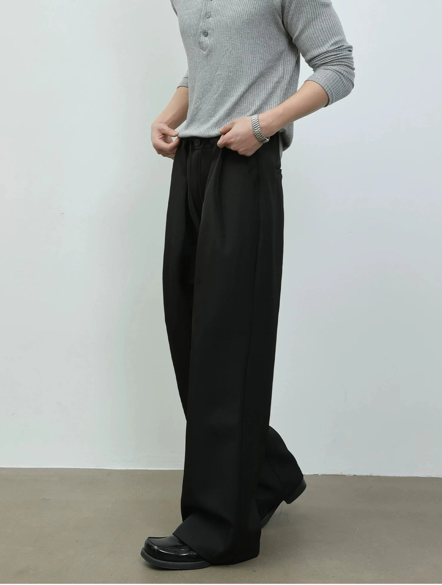 Wide Leg Double Pleated A-Line Pants - Image 6