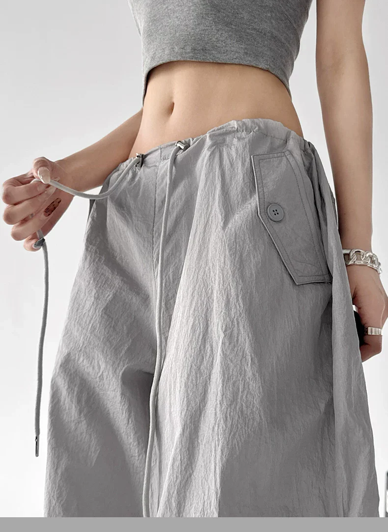 Wide Leg Drawstring Cargo Paratrooper Pants - Image 12