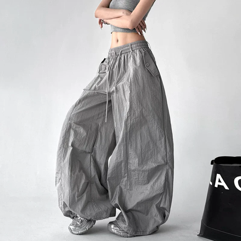 Wide Leg Drawstring Casual Cargo Pants - Image 2
