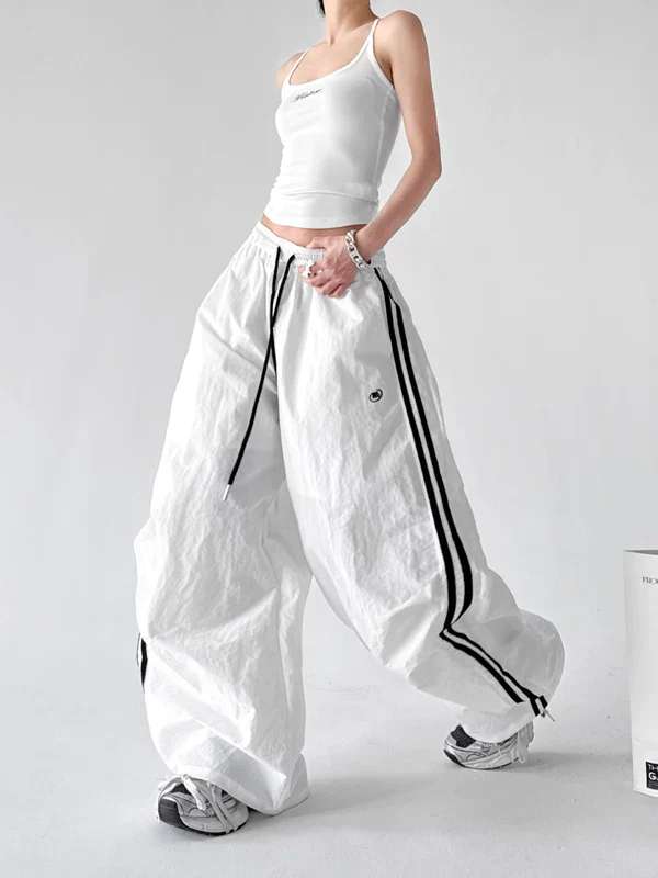 Wide Leg Drawstring Track Pants - Image 10