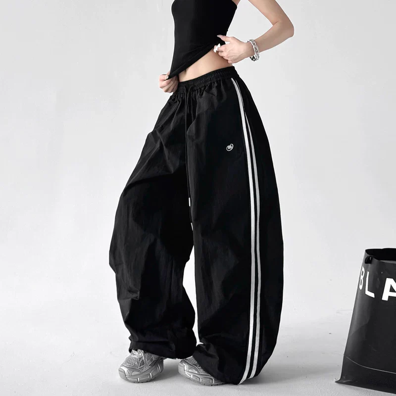 Wide Leg Drawstring Track Pants - Image 2