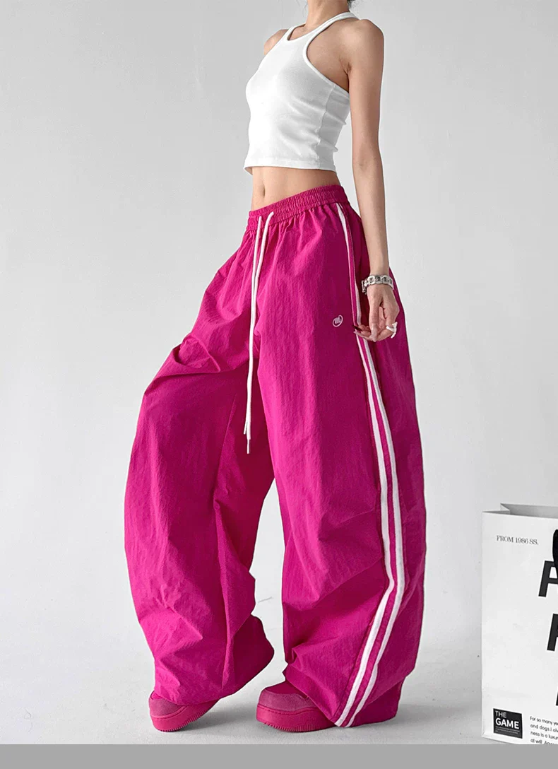 Wide Leg Drawstring Track Pants - Image 6