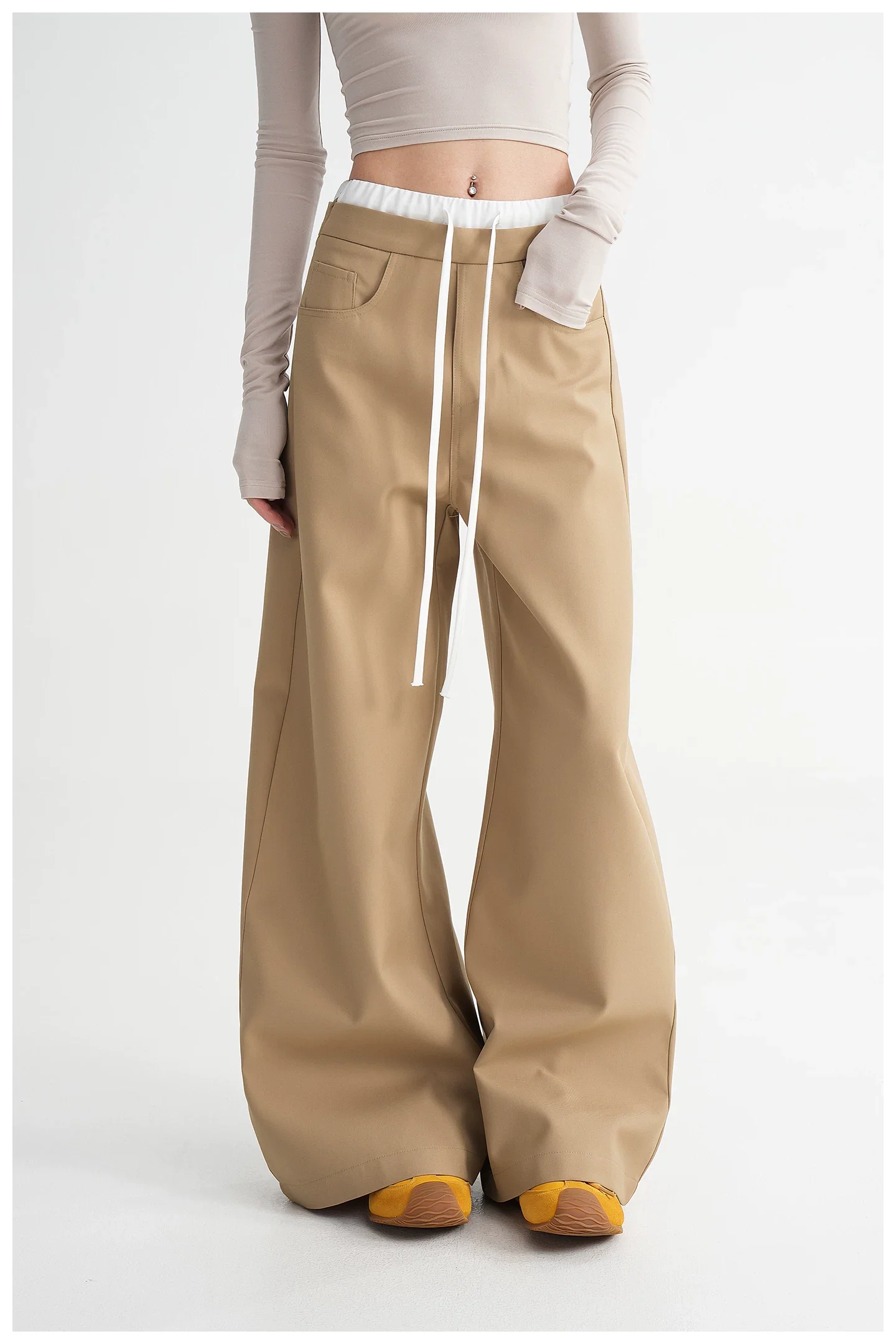 Wide-Leg Drawstring Waist Casual Pants - Image 6