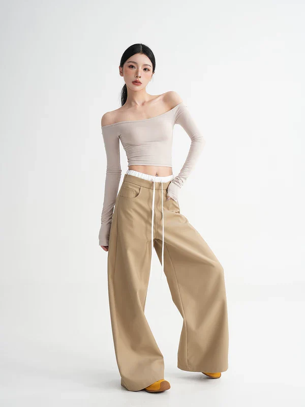 Wide-Leg Drawstring Waist Casual Pants - Image 8