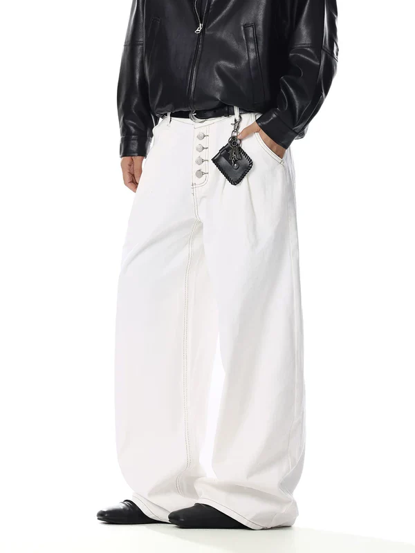 Wide Leg Five-Button Jeans - Image 3