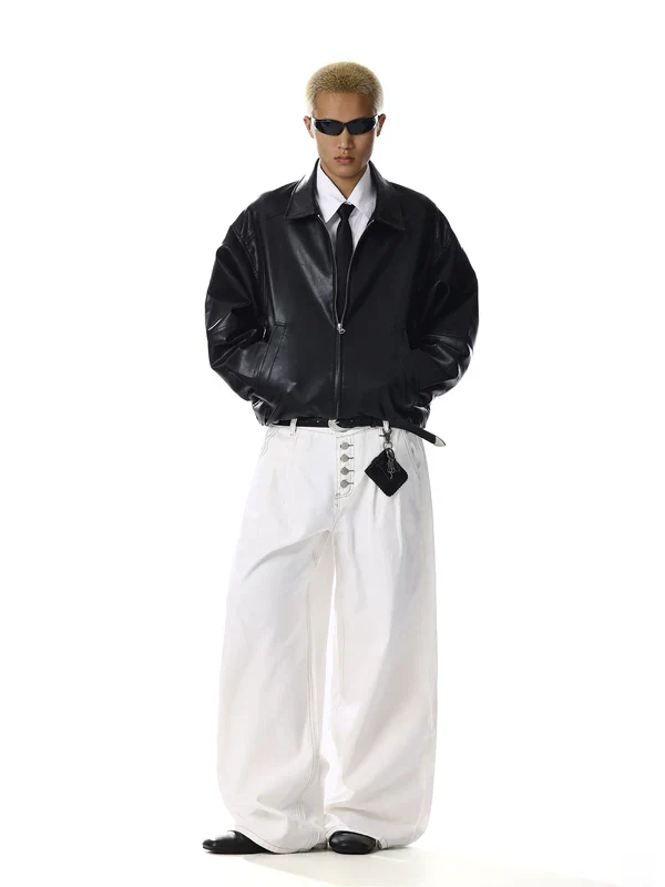 Wide Leg Five-Button Jeans - Image 7