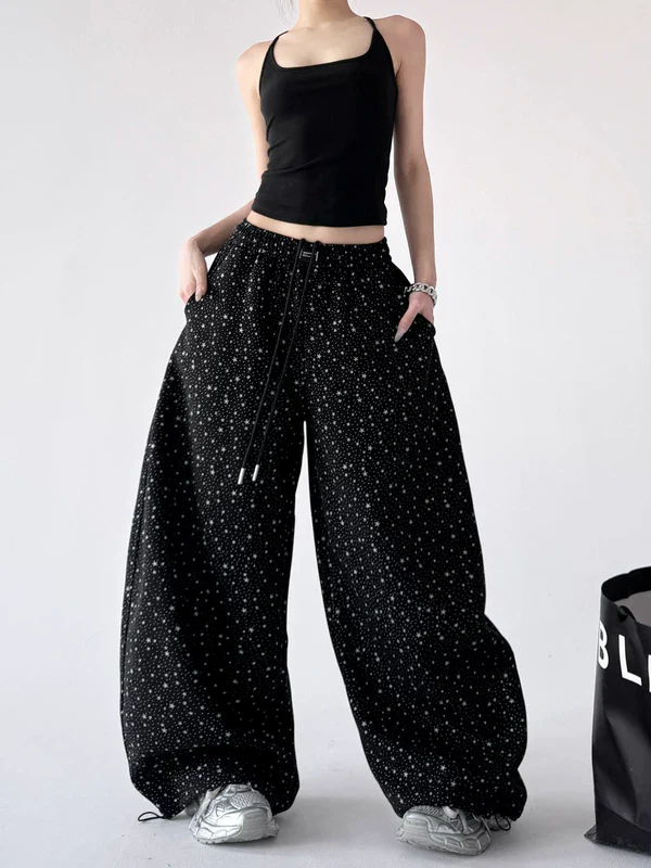Wide Leg High Waist Star Print Pants - Image 3