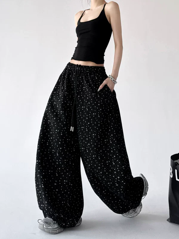 Wide Leg High Waist Star Print Pants - Image 5