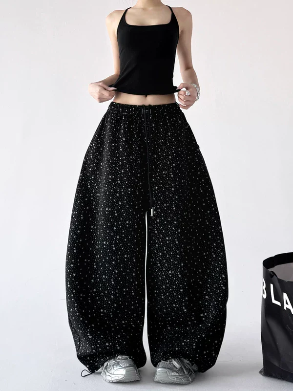 Wide Leg High Waist Star Print Pants - Image 7