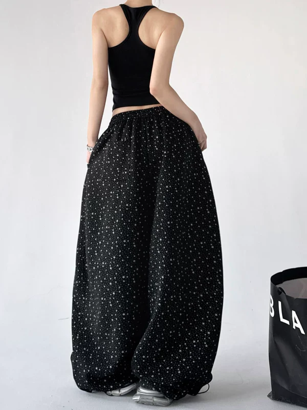 Wide Leg High Waist Star Print Pants - Image 8