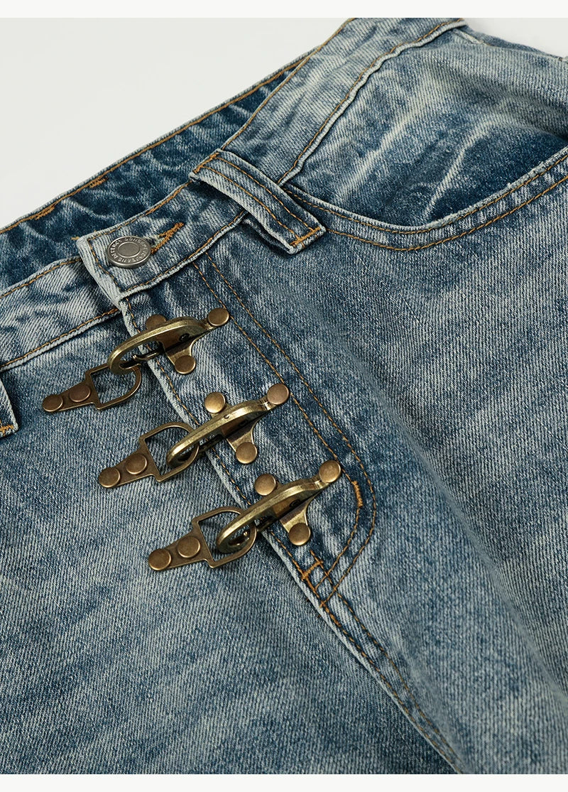 Wide-Leg Lace-Up Denim Jeans - Image 5