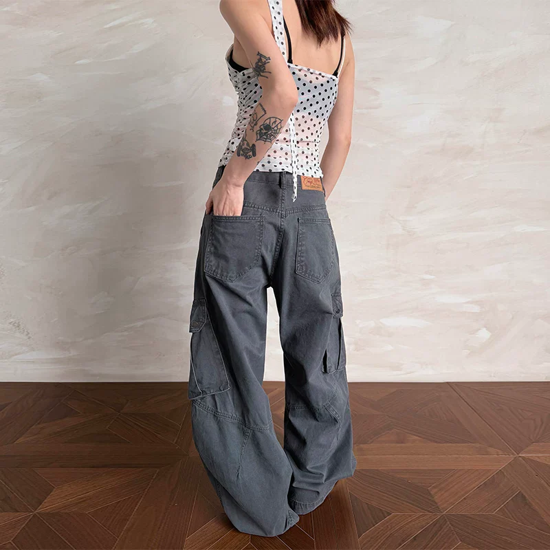 Wide Leg Multi-Pocket Cargo Pants - Image 2