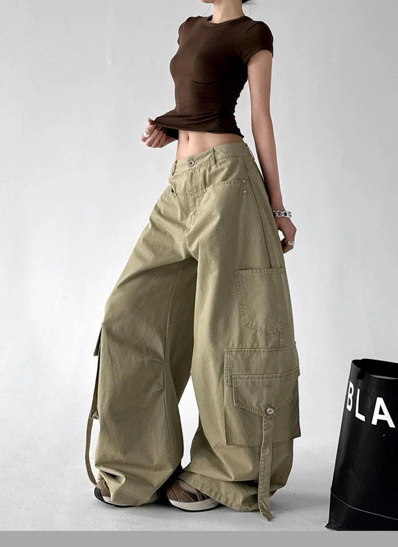 Wide Leg Multi-Pocket Cargo Pants - Image 4