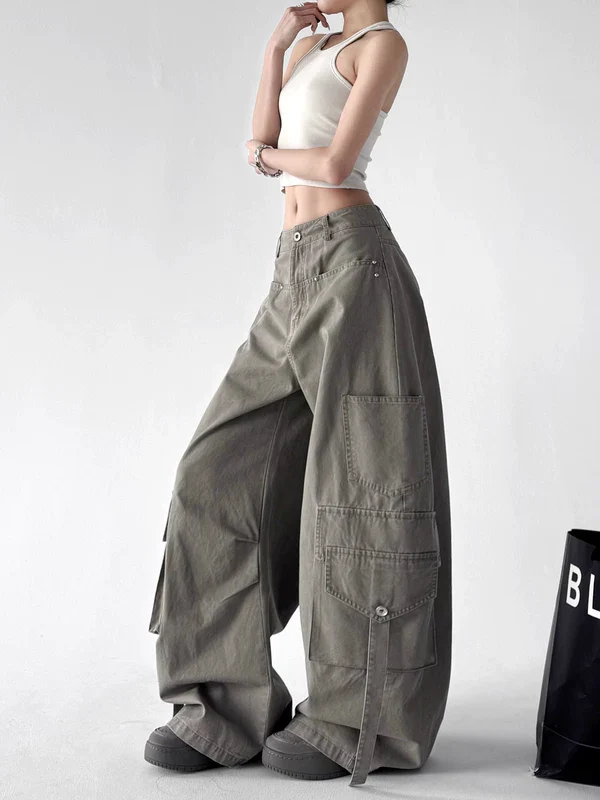 Wide Leg Multi-Pocket Cargo Pants - Image 5