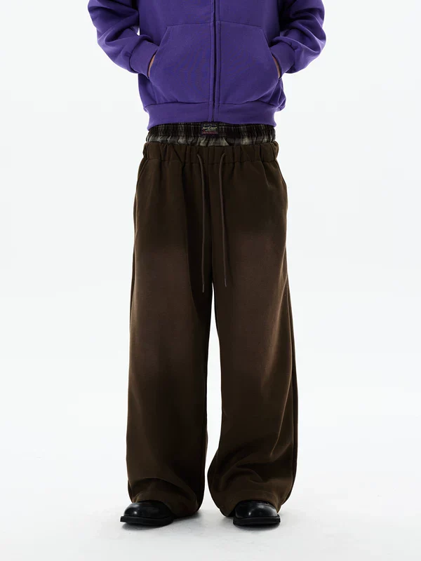 Plaid Double Waistband Sweatpants - Image 3