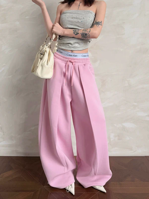 Wide Leg Pleated Sweatpants Lounge Pants - Image 2