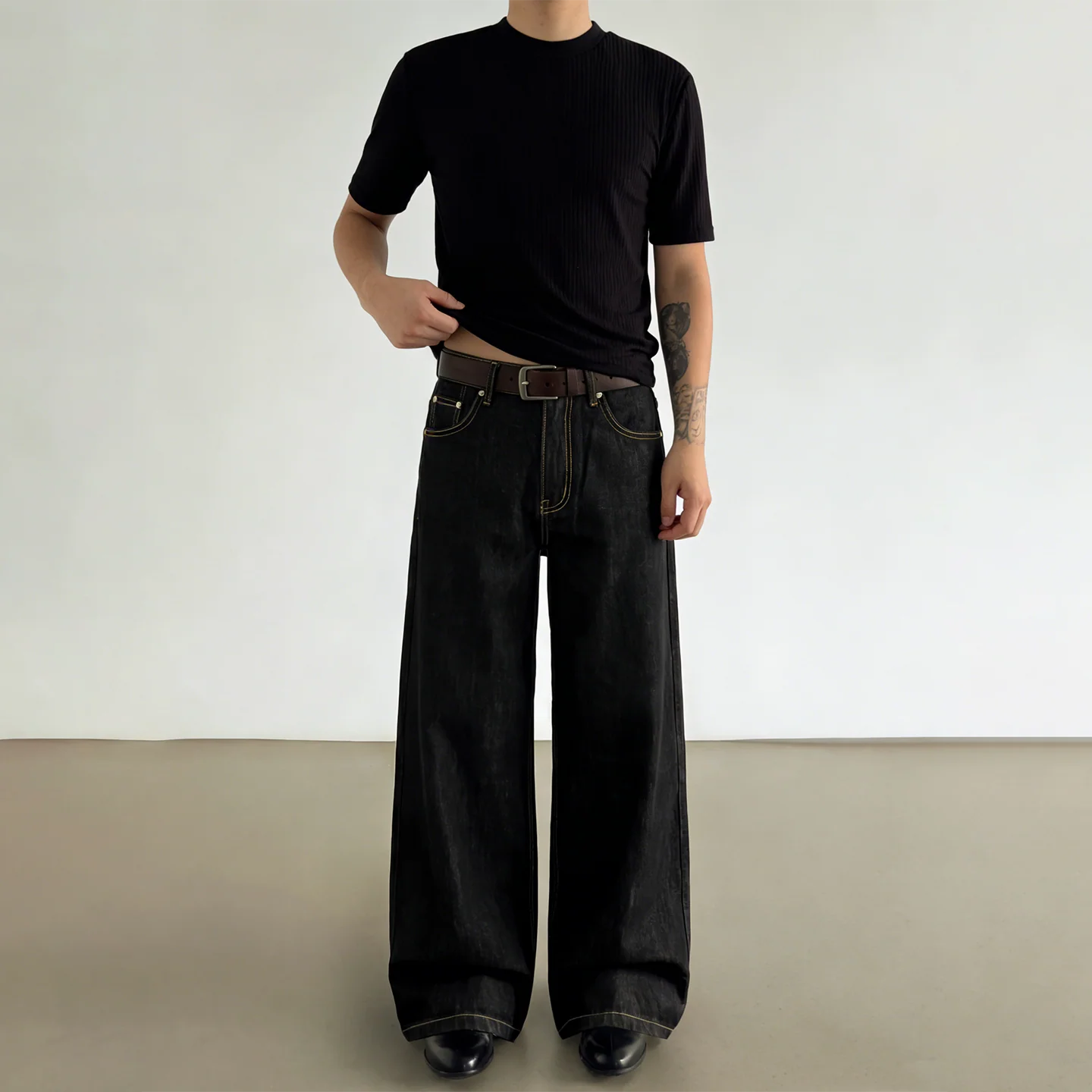 Wide Leg Raw Denim Jeans - Image 4