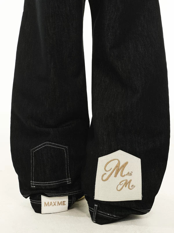Wide-Leg Raw Denim Patchwork Jeans - Image 6