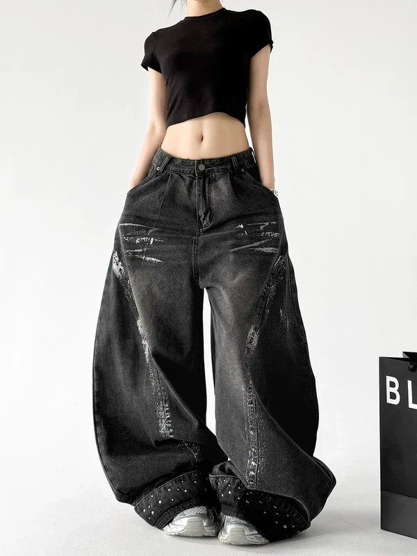 Wide Leg Ripped Denim Jeans - Image 4